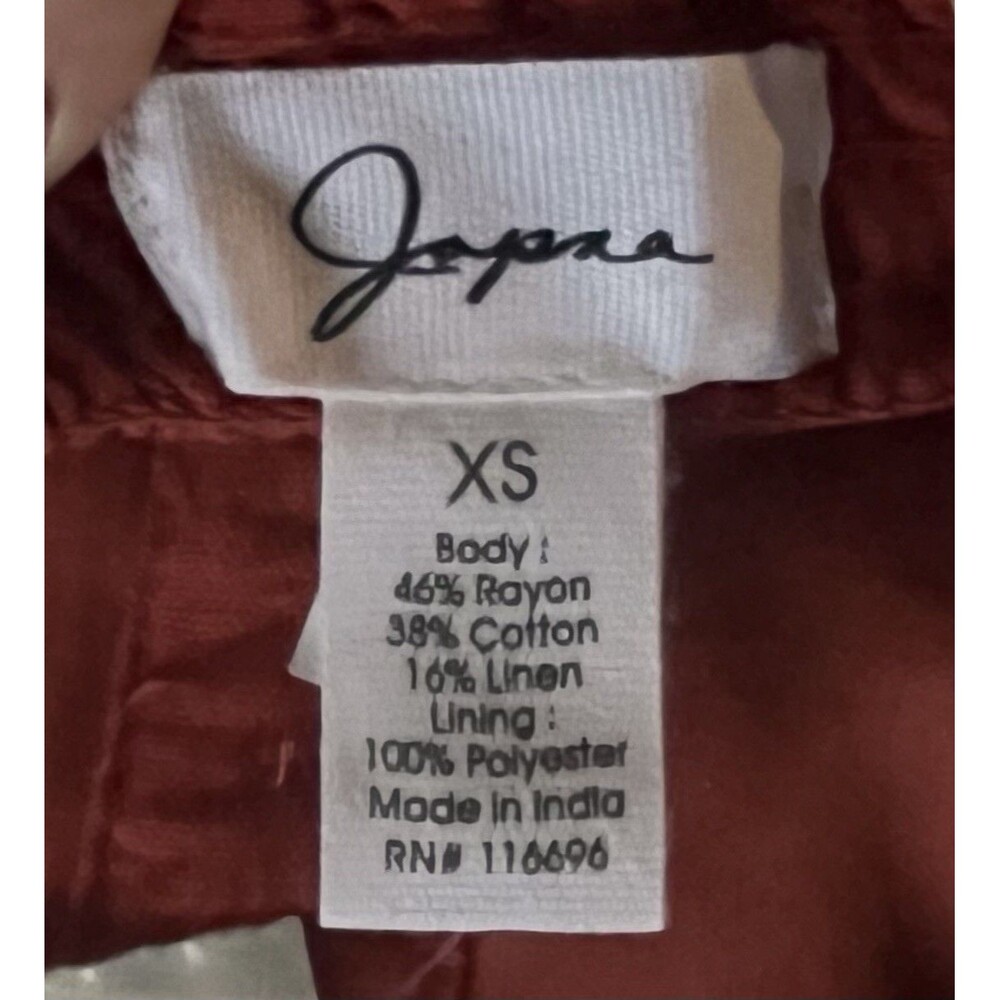 NWOT Japna Linen Blend Tank Knee Length Dress Pockets Womens XS Rust Red Orange - Picture 7 of 11